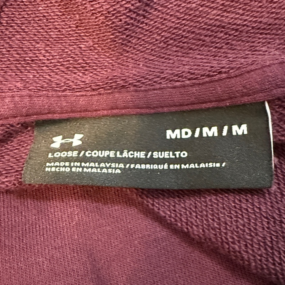 Under Armour Raisin Red French Terry Hoodie Full Zip Pockets Women’s Medium - Picture 8 of 8